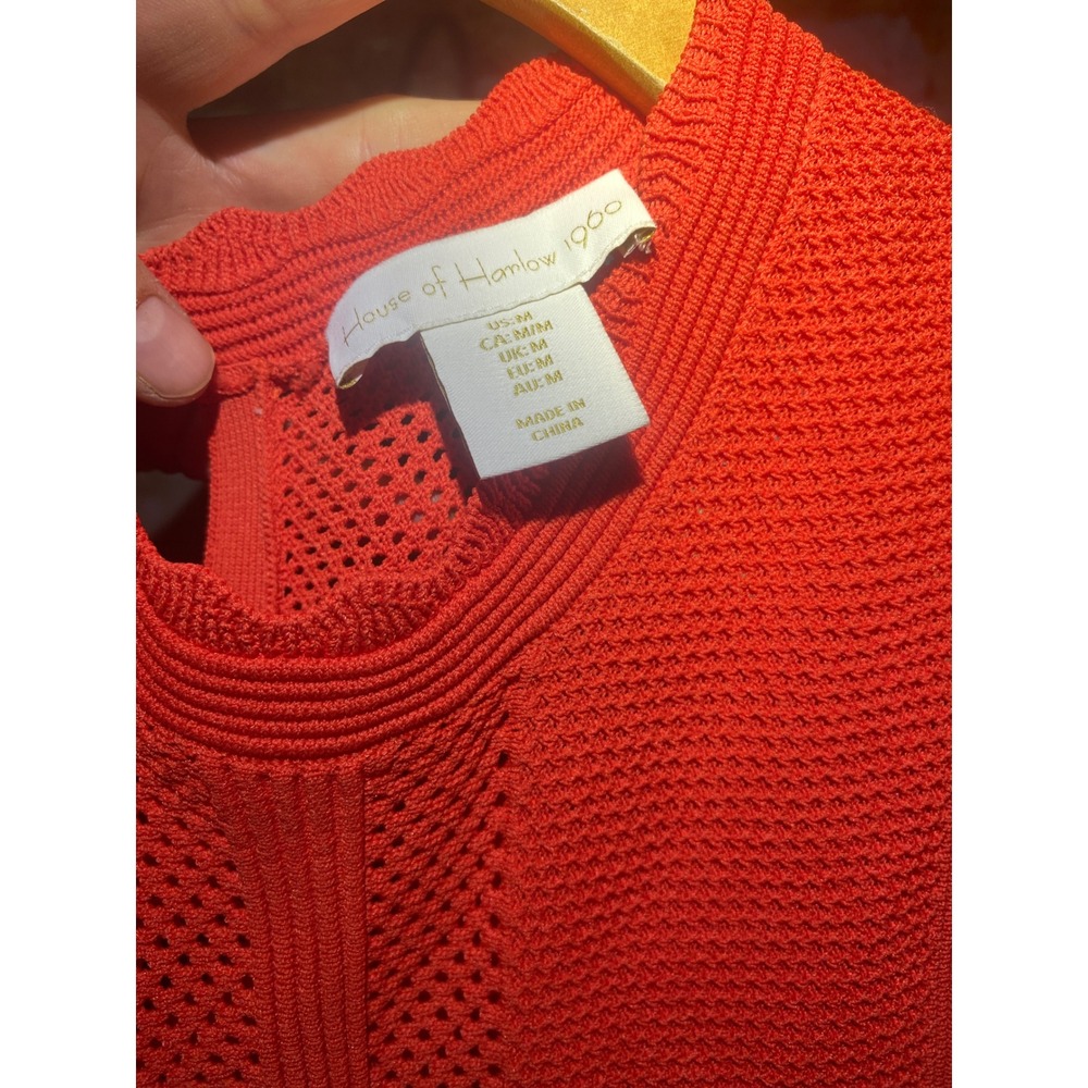 House of Harlow 1960 Orange Pointelle Knit Sleeveless Midi Dress Womens Size M - Picture 6 of 9